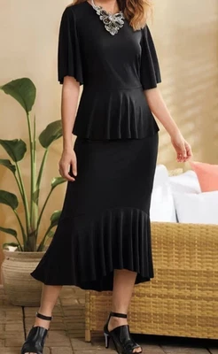 size XL Tria Black Stretchy Knit Skirt Set Suit from Midnight Velvet new - Image 1 of 4