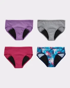 Hanes Mädchen 4er Pack Hipster Komfort Periodenunterwäsche - Mehrfarbig - Größe 14 - Bild 1 von 4