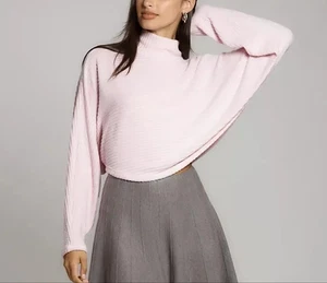 Pilcro Anthropologie Pink Cozy Ribbed Turtleneck Batwing Pullover Sweater SZ M - Picture 1 of 7