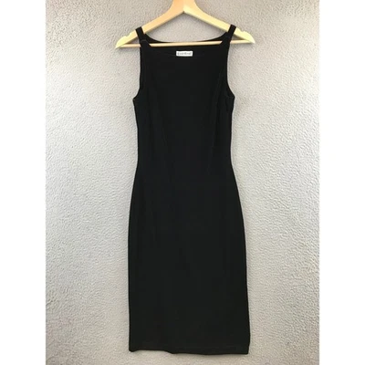 Vestido Vaina Vintage Bebe Negro Terciopelo Sin Mangas Talla S Midi Noche Fiesta Foto 1 de 4