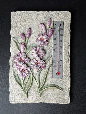 Termómetro de pared interior de resina floral rosa/verde Giftco de colección 6,75”H x 4,25”W Foto 1 de 4