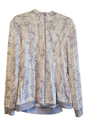 Chaqueta Apana Performance para mujer grande blanca/púrpura cremallera completa manga larga elástica Foto 1 de 3