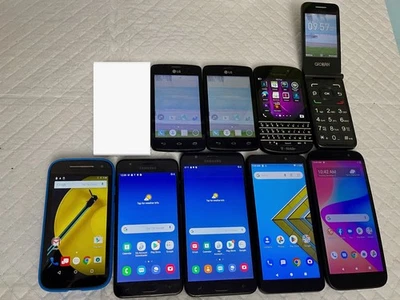 Phones and Smartphones - Mixed lot of 9 - Working - Android, blackberry, alcatel - Image 1 of 3