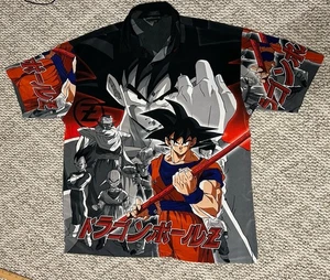 2001 Vintage Dragon Ball Z Anime Goku All Over Print Button Up Shirt Mens Large - Picture 1 of 11