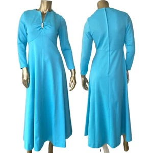 60S CUSTOM VINTAGE EMBELLISHED LONG SLEEVE SPECIAL OCCASION DRESS PIT TO PIT 17" - Picture 1 of 4