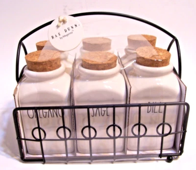 Rae Dunn Spice Rack Jars Set Of 6 Cork Tops Artisan Collection by Magenta NEW - Image 1 of 2