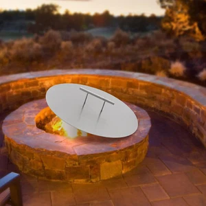 Indoor Outdoor Stainless Fire Pit Heat Deflector Round Cover Lid w/ handle - Picture 1 of 16