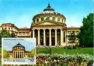 Centennial of Romanian Athenium Romania Postage Stamp Maximum Postcard 1989 - Picture 1 of 2
