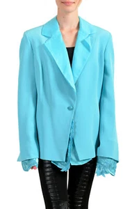Gianfranco Ferre Women's Blue Silk Embellished One Button Blazer size 23 - Picture 1 of 7