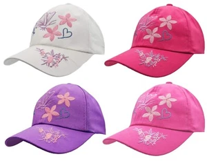 Girls Baseball Cap Butterfly Design Childrens Adjustable Summer Beach Sun Hat - Picture 1 of 6