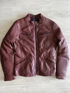 GIACCA IN PELLE SUPERDRY IDRIS ELBA IE Premium Racer marrone grande ottima con. - Foto 1 di 10