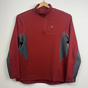 Nike Dri Fit ACG Activewear Top Mens XL Red Black 1/4 Zip Pullover Long Sleeve - Picture 1 of 12