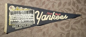 1963 NEW YORK YANKEES AMERICAN LEAGUE CHAMPS WORLD SERIES PENNANT - Picture 1 of 17