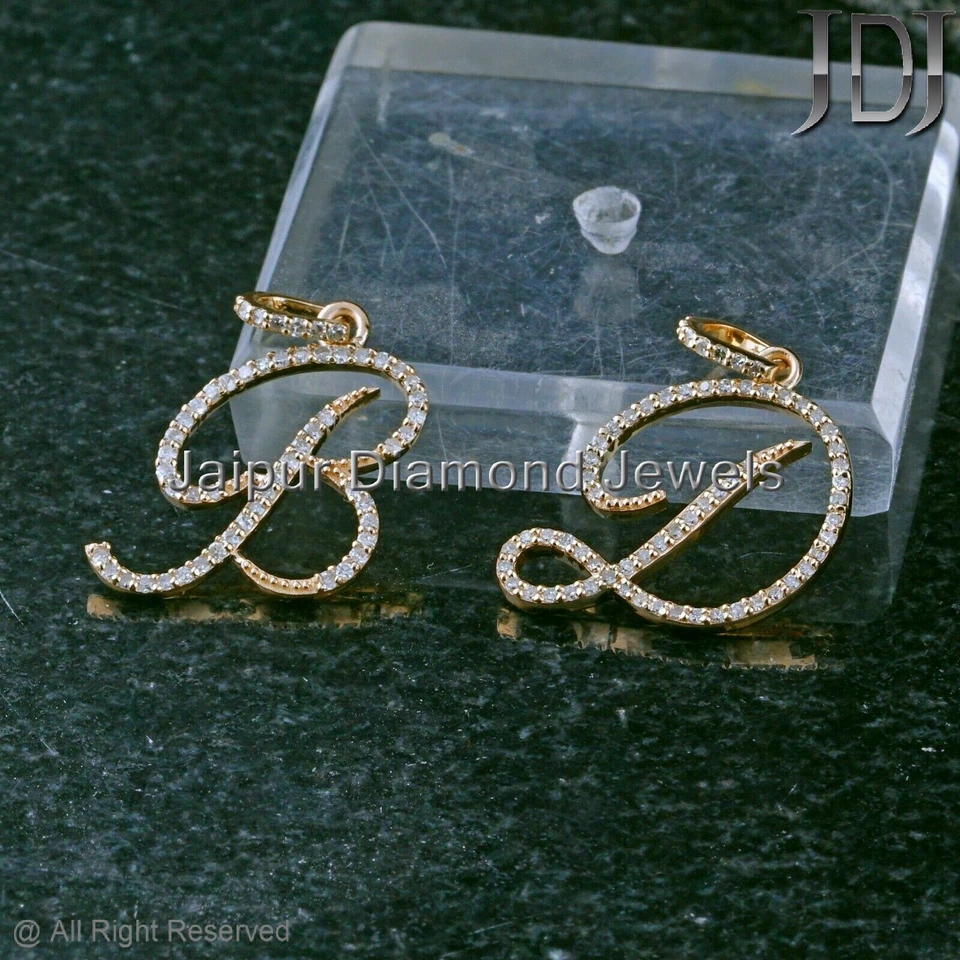 Colgante Alfabeto Dije Oro Inicial Letra 14k Amarillo Real Diamantes Genuinos Regalo Foto 1 de 4