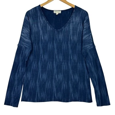 Ткань и камень Anthropologie женщин индиго синий 100% хлопок v-образным вырезом длинным рукавом - Изображение 1 из 4