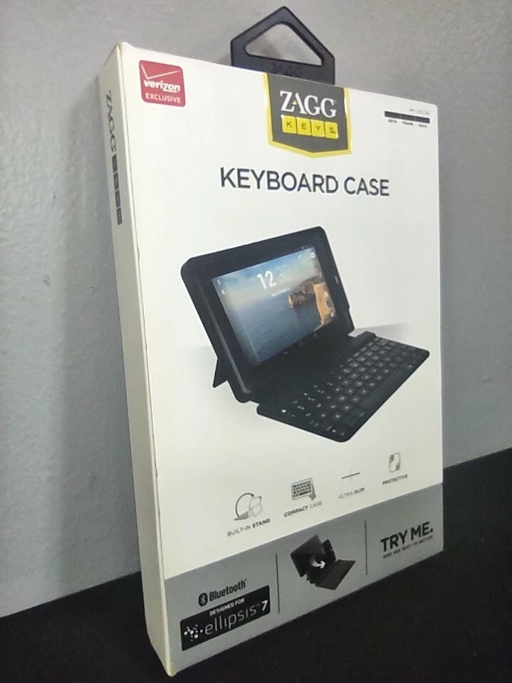 ZAGG Keys Ellipsis 7 Black Leather Tablet Keyboard Folio Case Cover, Kickstand - Image 1 of 4