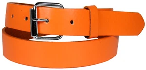 KIDS CHILDREN PLAIN SOLID COLOR LEATHER BELT Silver Buckle Boys Girls S M L XL - Picture 1 of 22