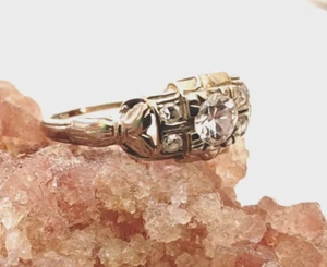 Antiker Granat Bros. Diamant 18K Weißgold Bandring - Größe 6,25, 2,03 Gramm - Bild 1 von 18