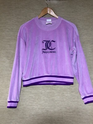 Juicy Couture Velour Jumper Women's Size M Pink & Black Embroidered Logo Sweater - Image 1 of 4