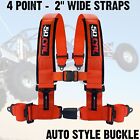 4 Point Off Road Harness 2" Belt Auto Style Buckle Push Button Release - ORANGE