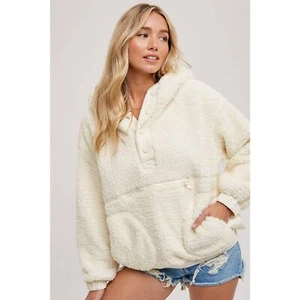 Sudadera con capucha Sherpa crema pequeña - Imagen 1 de 6