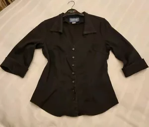 Collectif Black 3/4 Sleeve 50s Pinup Style Blouse Shirt Size M / 12 - Picture 1 of 6