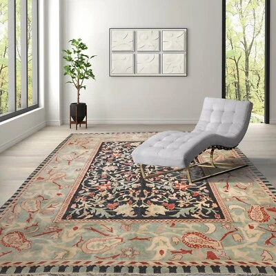 Authentic Turkish Oushak Hand Knotted Wool Oriental Area Rug Black 10'4"x14'9" - Image 1 of 4