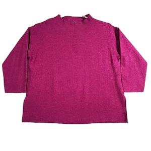 Eileen Fisher Boiled Wool Funnel Neck Tunic Sweater Womens XL Cerise Boxy - Picture 1 of 7
