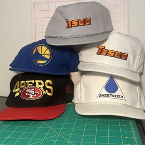 5 Hats Caps 49ers Golden State Warriors Tesco Sweetwater Snapback Lot Bundle VTG - Picture 1 of 16