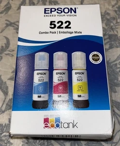 Epson 522 EcoTank Color CMY Ink Bottles 3-Pack High Capacity T522520-S OEM NEW - Picture 1 of 4
