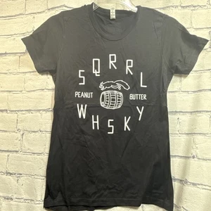 Sqrrl Erdnussbutter Whiskey Shirt Erwachsene klein schwarz Trinken Promo neu ohne Etikett - Bild 1 von 6