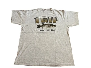 Vintage Tultex XL Men’s T-shirt TGIF Thank God I Fish  - Picture 1 of 8