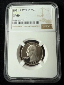 1981 S WASHINGTON QUARTER TYPE 2 25C PF69 PR69 NGC SKU 3688 - Picture 1 of 2