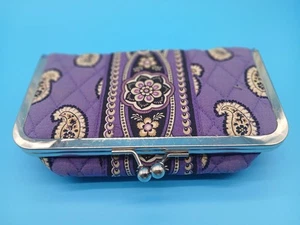 Vera Bradley "Simply Violet" Makeup Bag with Double Kiss Closure -Purple Paisley - Picture 1 of 11
