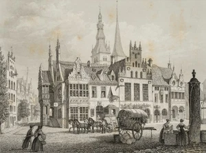 E. WILLMANN (1820-1877), Marktplatz in Lemgo, um 1860, Sst. Romantik Architektur - Bild 1 von 4