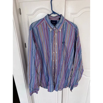 Façonnable Club XL высокий многоцветный полоски на пуговицах длинным рукавом 100% хлопок - Изображение 1 из 4