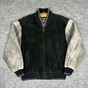 Vintage U2 Wear Me Out Wildleder Leder Bomber Jacke Herren Medium Schwarz Grau Retro - Bild 1 von 23