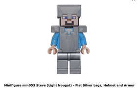 LEGO Minecraft ~ STEVE (SILVER ARMOR) Minifigure (min053) From Set #21137