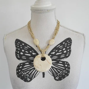 Y2K 00er 2000er Beige Meerjungfrau Kern Statement Anhänger Halskette Perlen Pinterest - Bild 1 von 5