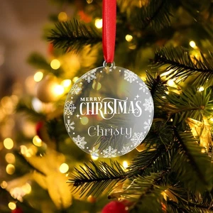 Personalised Snowflake Christmas Bauble Ornament Printed Couples Gift Newly Weds - Picture 1 of 13