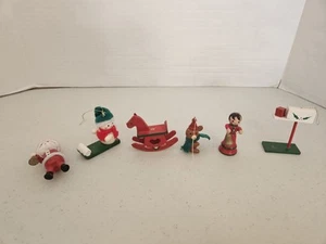 Juego de 6 figuras adornos vintage de madera - Imagen 1 de 4