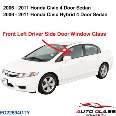 Fits 06-11 Honda Civic 4 Door Sedan Driver Side Left Front Door Window Glass NEW Foto 1 de 3