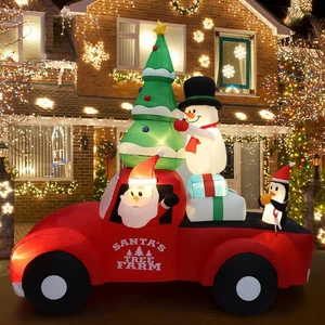 Gonfiabili Natalizi, 7.8FT Impermeabile Illuminazione Rosso Camion Decorazione Natalizia, B... - Foto 1 di 9