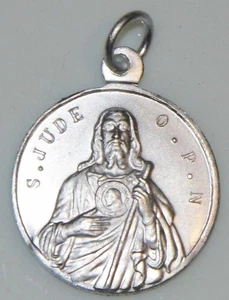 Schöne alte St. Judas Heilige Medaille Schutzpatron Krankenhäuser verlorene Ursachen krank OPN Jesus - Bild 1 von 3