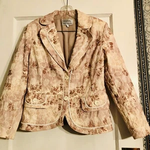 Vintage Ingenuity Women’s Blazer Brocade Creamy White & Beige Romantic Old World - Picture 1 of 9
