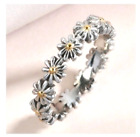 Platinum and Yellow Gold on 925 Sterling Silver, Floral Ring. UK M
