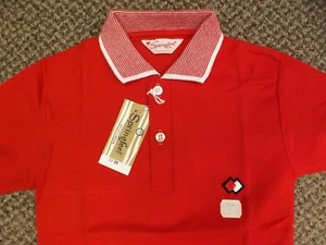 Sporty Rockabilly Vtg 1950s NEW NOS Red 100% Cotton Summer Polo Shirt Boys Sz 7 - Picture 1 of 7