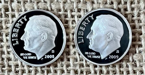 2008-2009 S TWO SILVER GEM PROOF ROOSEVELT DIME. THIS IS REALLY NICE COINS Cover