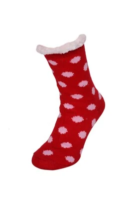 Calcetines de cama forrados de lana para mujer suaves cálidos antideslizantes invierno hogar estilo zapatilla Foto 1 de 4