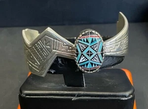 Carolyn Pollack RMT Roderick Tenorio sterling Silver 925 Turquoise Cuff Bracelet - Picture 1 of 6